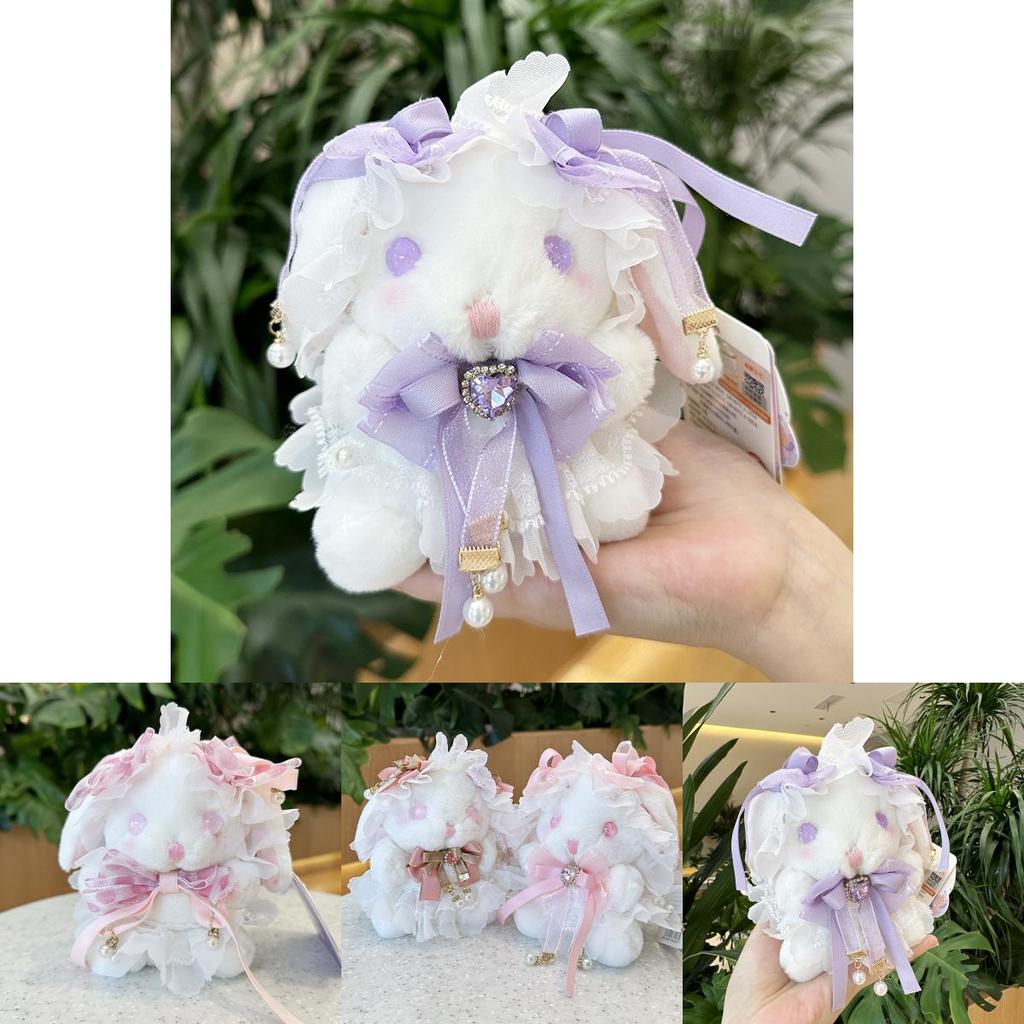 Cute Lolita Rabbit Pendant Plush Toy Soft Short Plush Doll Girl Gift Decor 14cm