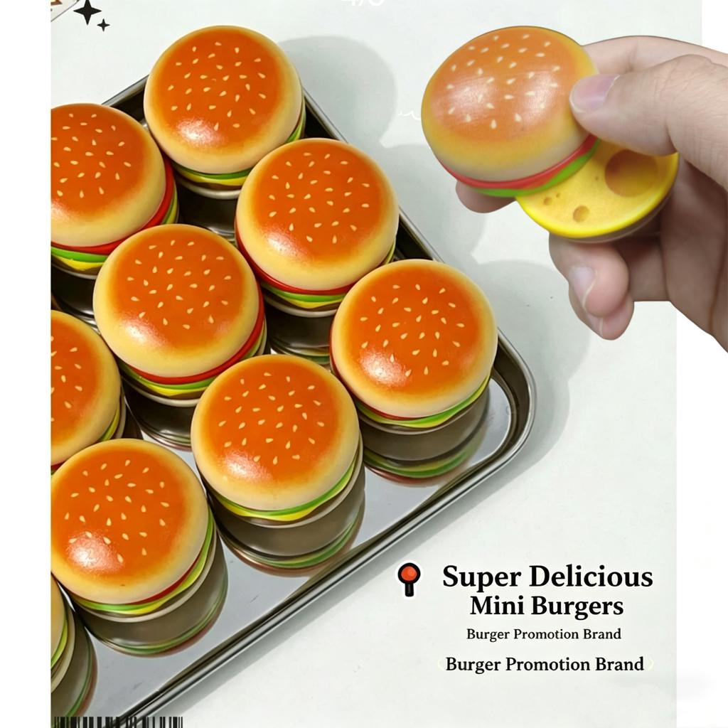 Design Novelty Burger Magnetic Stackable Fidget Gadget Tactile Click Stress Relief EDC Pocket Toy Casual Desktop Ornament Gift