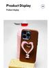 Tags: "Spreading Joy" - Metal Bracket Leather Heart Phone Case for iPhone 16 Pro Max, Anti-Fingerprint.
