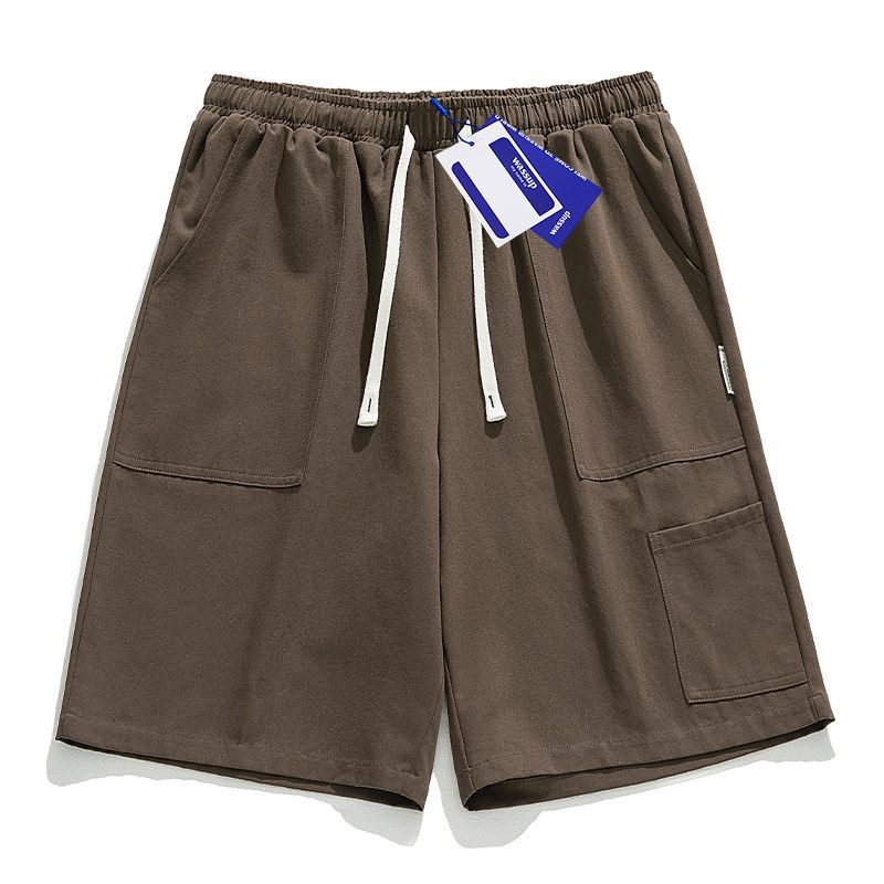 Wassup Heods Trendy Brand Work Shorts for Men, Summer 2024 New Style, Loose Wide-Leg Solid Color Couple Style Pants