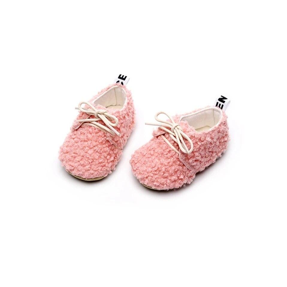 2024 Unisex Baby Shoes Winter New British Style Lace-up Cotton Shoes Hard-soled Children Baby Toddler Shoes 0-2 Years Old