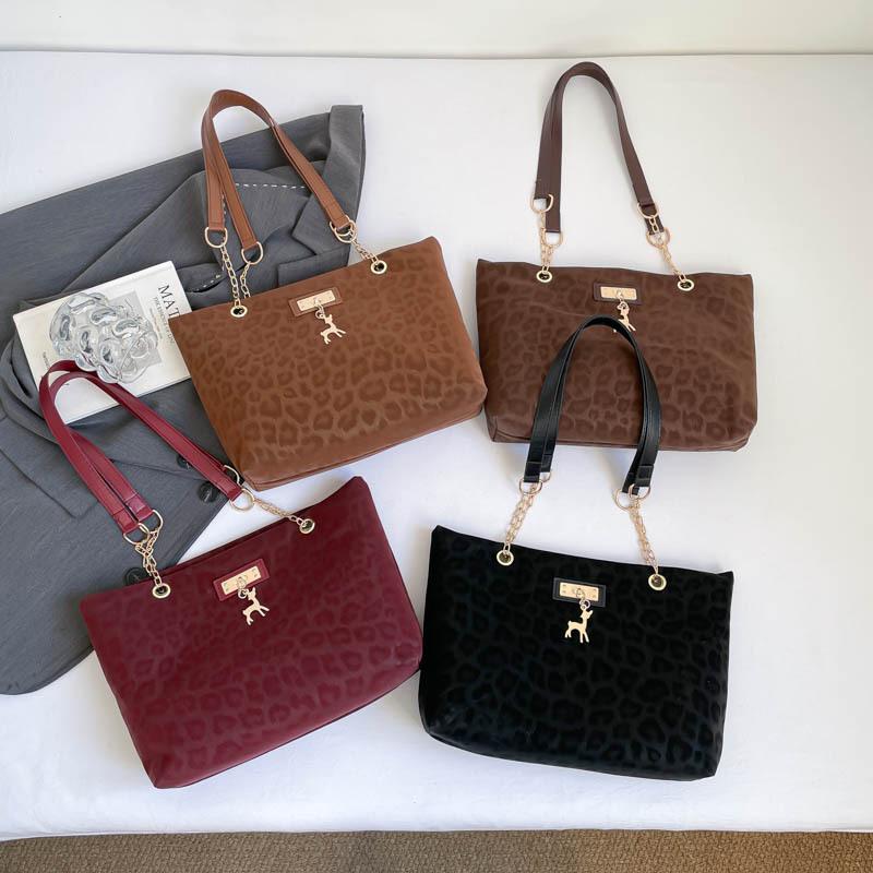 Leopard Print Tote Bag New Retro Fashion Large Capacity Stylish Versatile Simple Casual Shoulder Bag