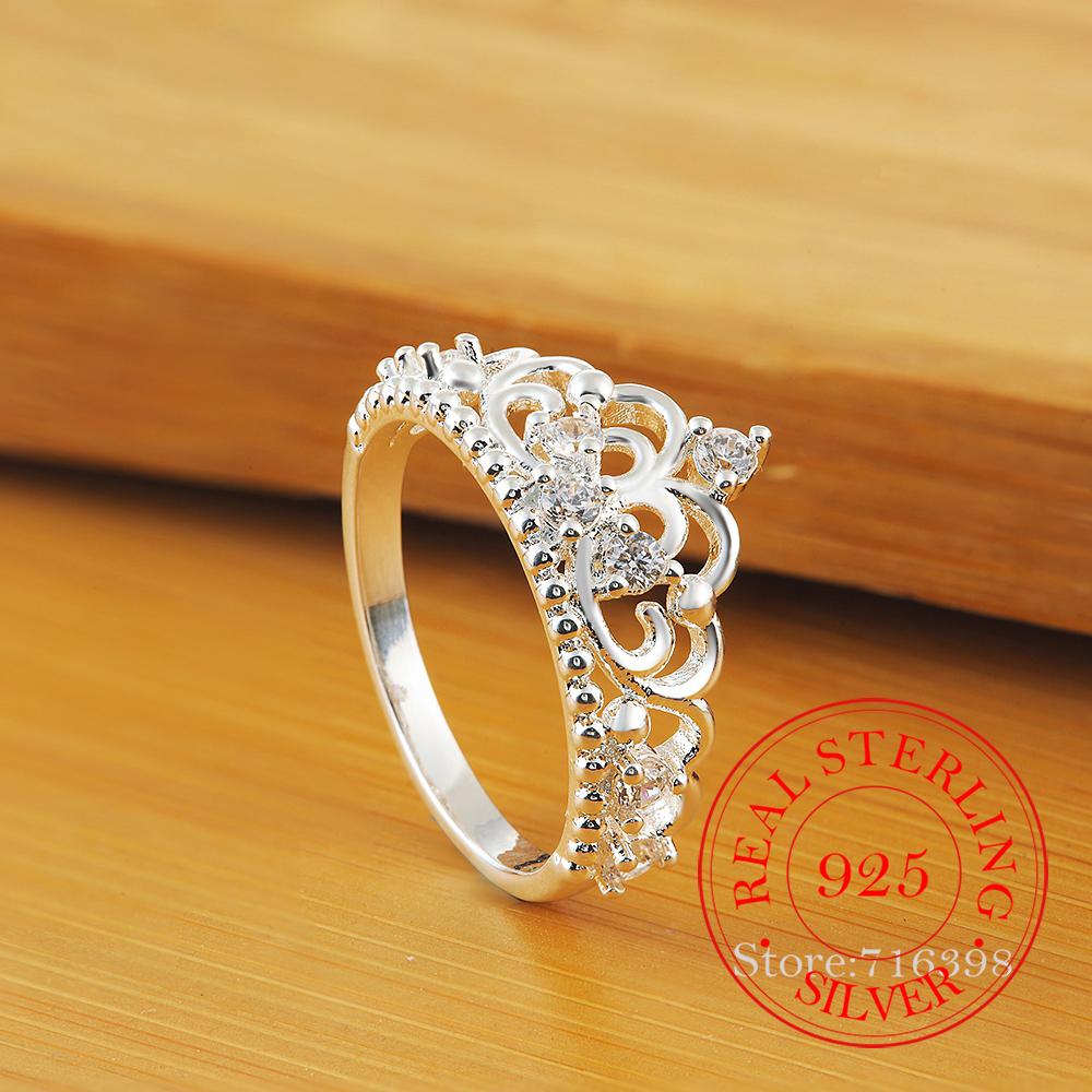 

925 Sterling Silver AAA Zircon Crown Rings For Women Fashion Wedding Engagement Party Gift Charm Jewelry 7