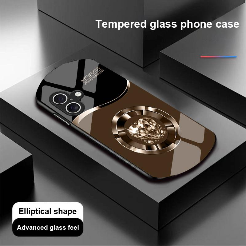 Okrągły Diament na Apple IPhone 16 11 13 15 14 Pro Max 12 Mini 7 8 Plus XR X XS Etui na telefon ze szkła hartowanego o eliptycznym kształcie