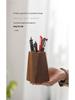 Retro Walnut Solid Wood Pencil Holder - Student & Office Desktop Stationery Storage Box Gift