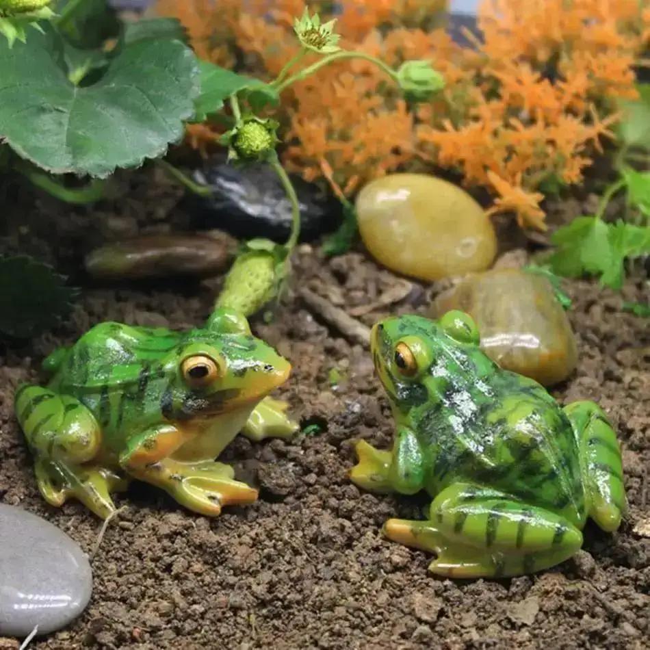 Roztomilá pryskyřičná dekorativní žabí soška DIY venkovní zahrada bonsai dekorace obchodu zvířecí socha na stůl zahradní dekorace ozdoba