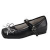 Retro Black French Flat Bottom Inner Height Increase Shallow Mouth Single Shoes Women's Summer 2025 New High-end Square Head Mary Jane Shoes