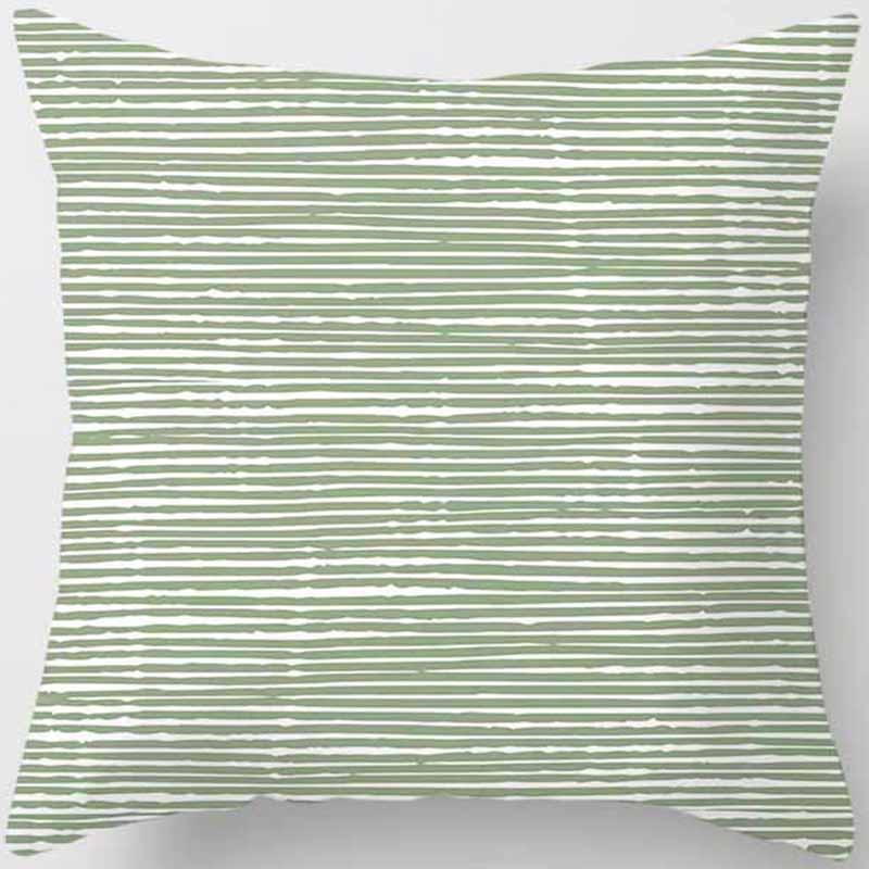 Green-tone Printed Square Pillowcase, Home Decoration, Car Sofa Cushion Cover