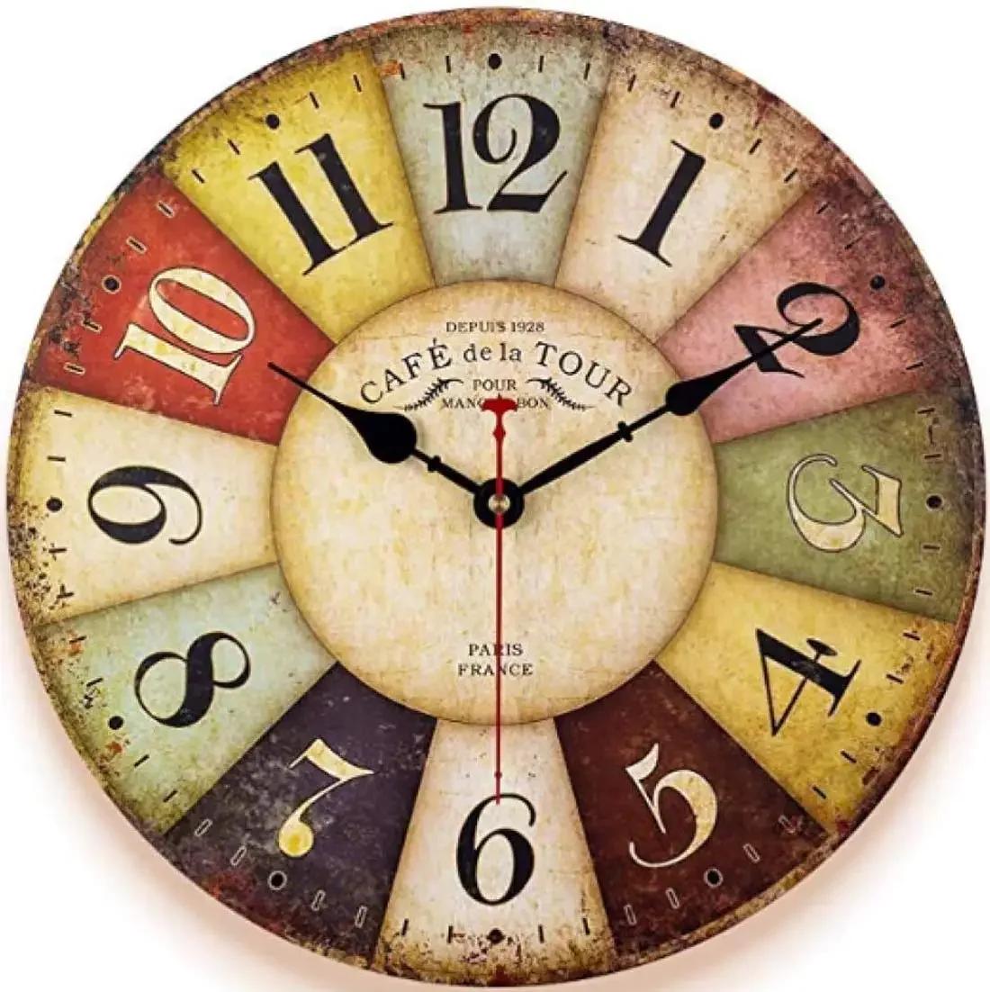 

12 Inch Thick Wood Kitchen Wall Clock Retro Farmhouse Clocks for Living Room Decor Bedroom Restaurant 12 inch