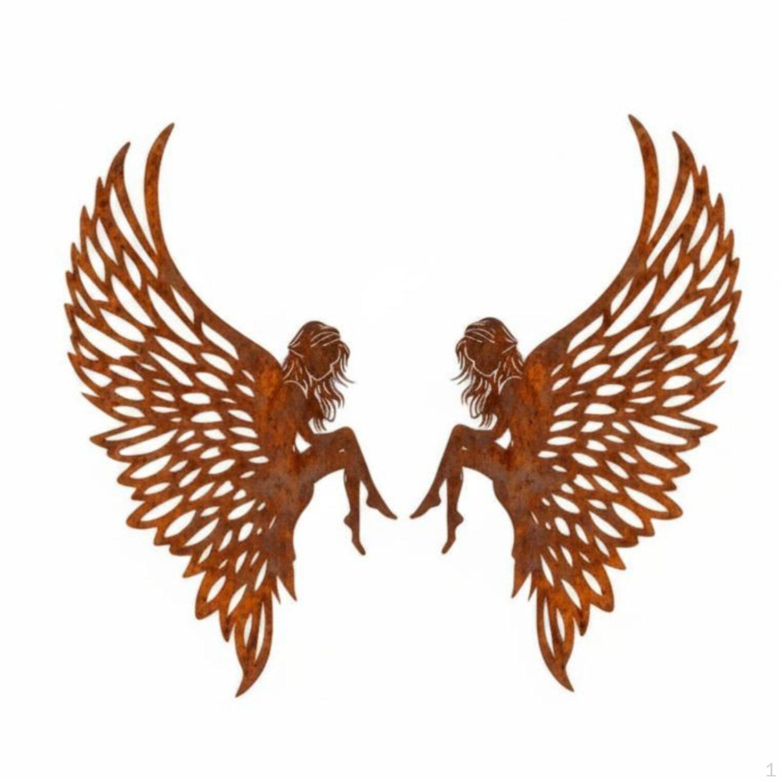 2 Pieces Hollowout Angel wing Rustic Elegance Enchanting Wall Decor Metal Fairy