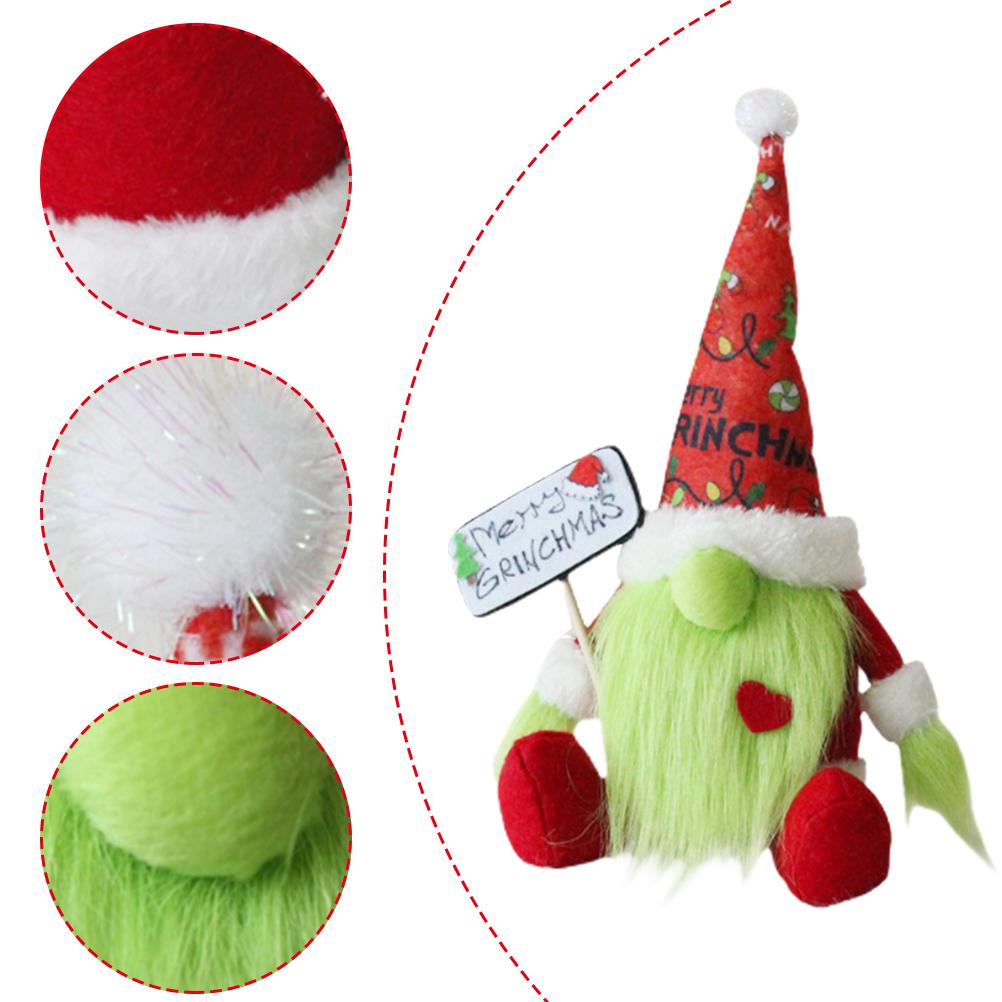 Grinch Plush Doll Green Beard Gnome Figure 30cm