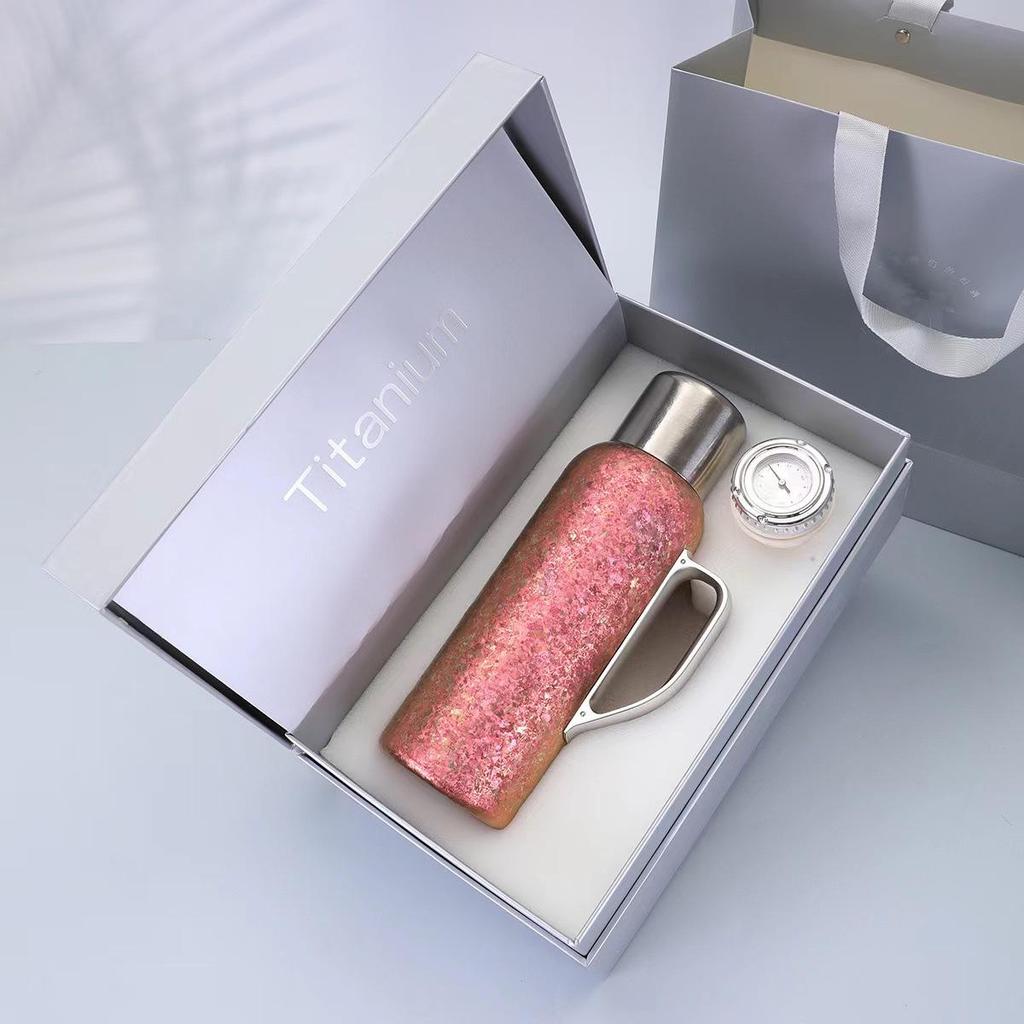 Pure Titanium Insulated Kettle with Thermometer & Titanium Handle for Office and Home