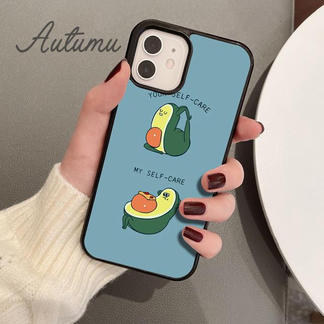 Cute Avocado Cartoon Phone Case for iPhone 11 12 13 14 Pro Max Mini X XR XS SE 2020 6S 7 8 Plus Samsung Galaxy S21 S22 Shell