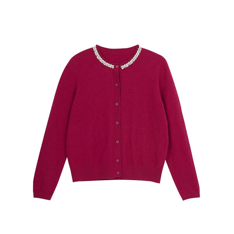 Hirmans Women's Pure Cashmere Low Round Neck Cardigan 25033A7R