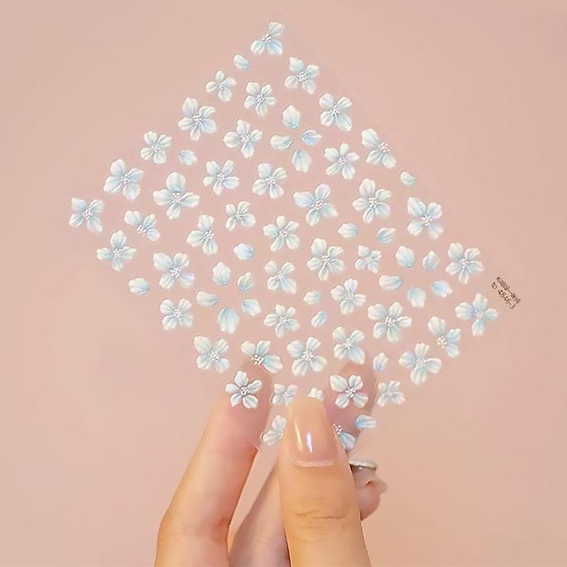 New Hipster Pure White Flowers Rose Spring Lily Camellia Daisy Jelly Cherry Blossom Nail Art Stickers Manicure Decals ZJT11