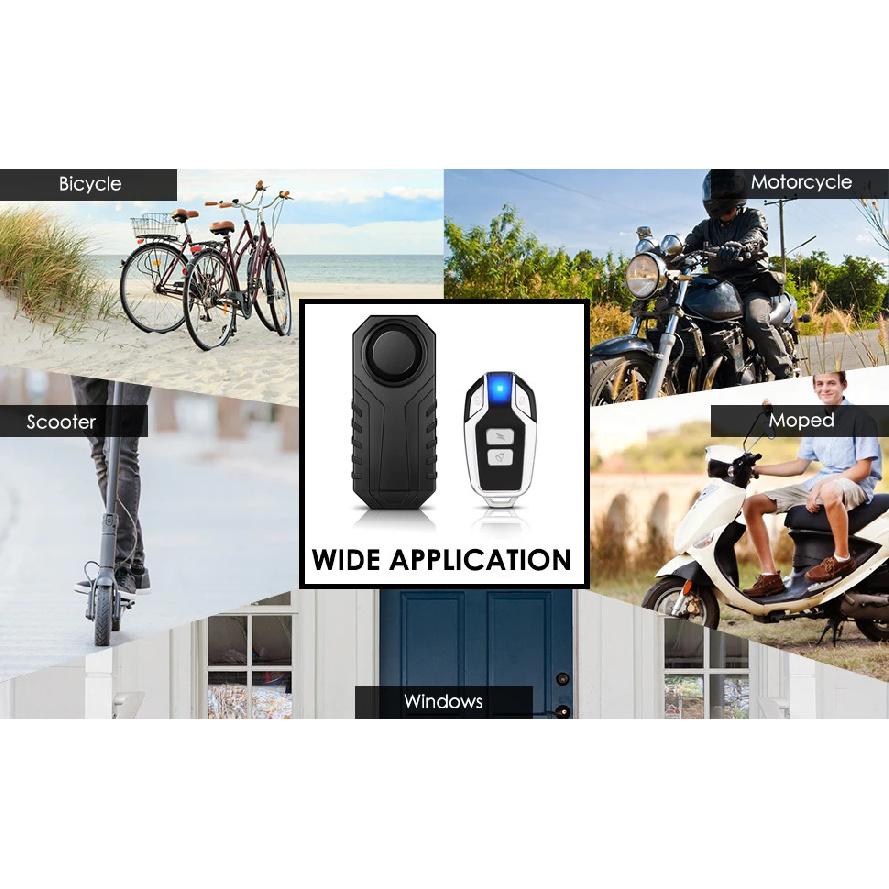 Extractme Wireless Motorcycle Vibration Alarm IP55 Waterproof Bicycle Alarm Remote Control Anti-theft Bike Detector Alarm System