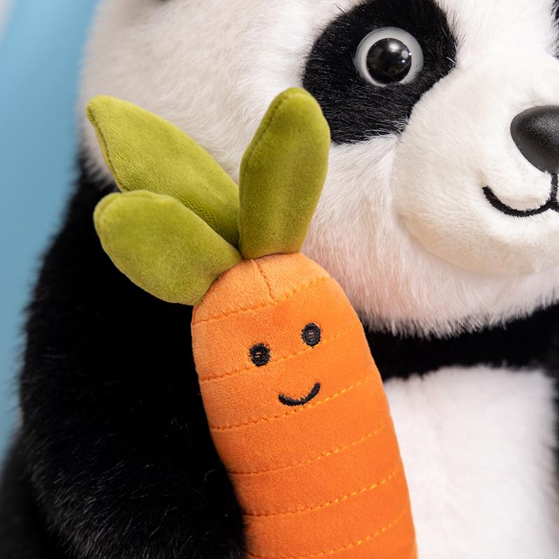 Stuffed Doll Multi Size Panda Plush Toy With Carrot Soft Black White Cute Sitting Room Decor Holiday Surprise Gift Collection