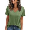 Womens' Fashionable And Casual Solid-color Basic V-neck Short-sleeved Top