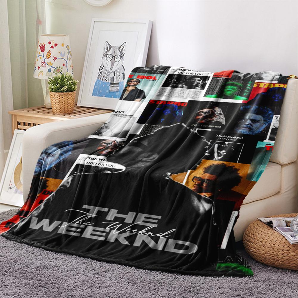 1PC The Weeknd Print Flannel Blanket, High quality Comfortable for All Seasons, Home Decor, Warmth and Comfort, Perfect for Christmas Gifts