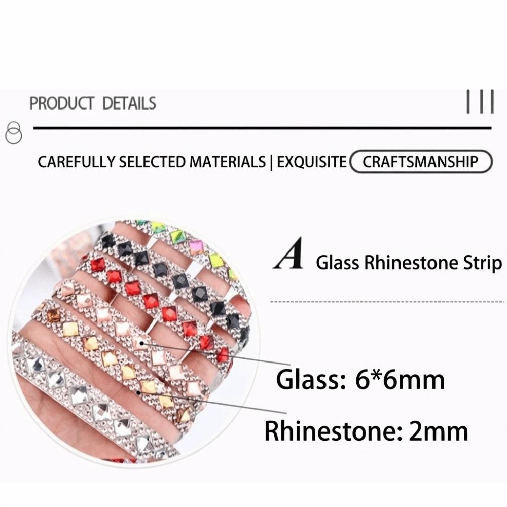 3 Yards Self Adhesive Square Rhinestone Shiny Flexible Rhinestone Strip Sparkling DIY Decoration Apparel Accessory Garment Trim