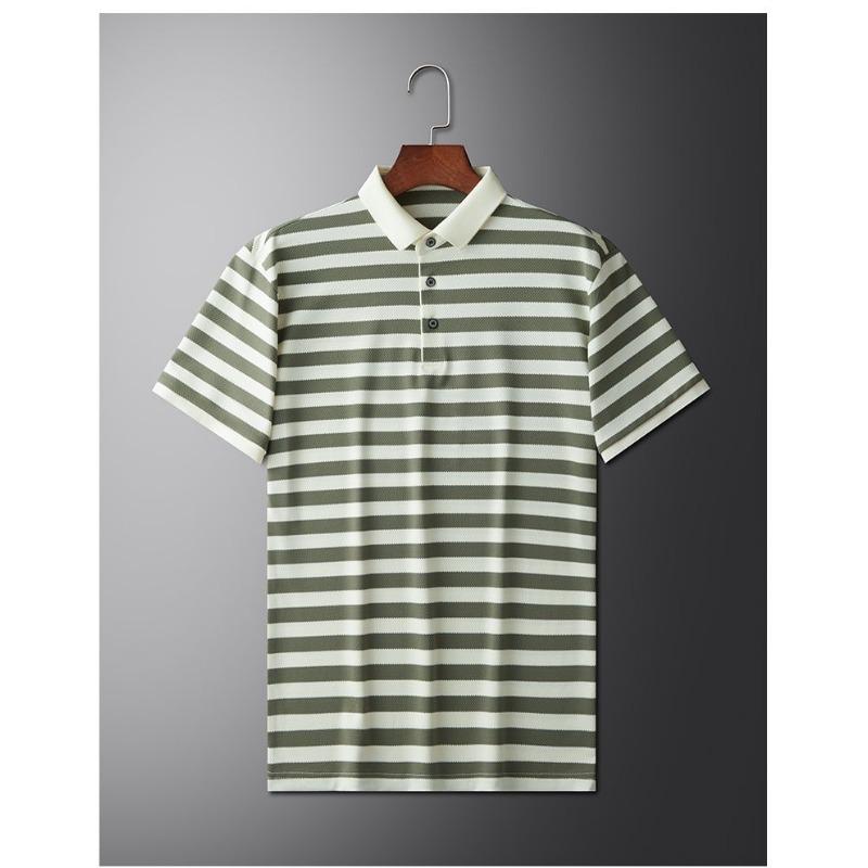 Men's Striped Polo Shirt Short Sleeve Casual Top