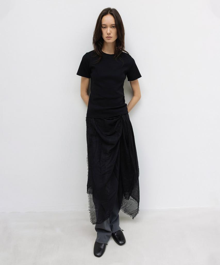 INSILENCE WOMEN Washed Rib Half Sleeve Black