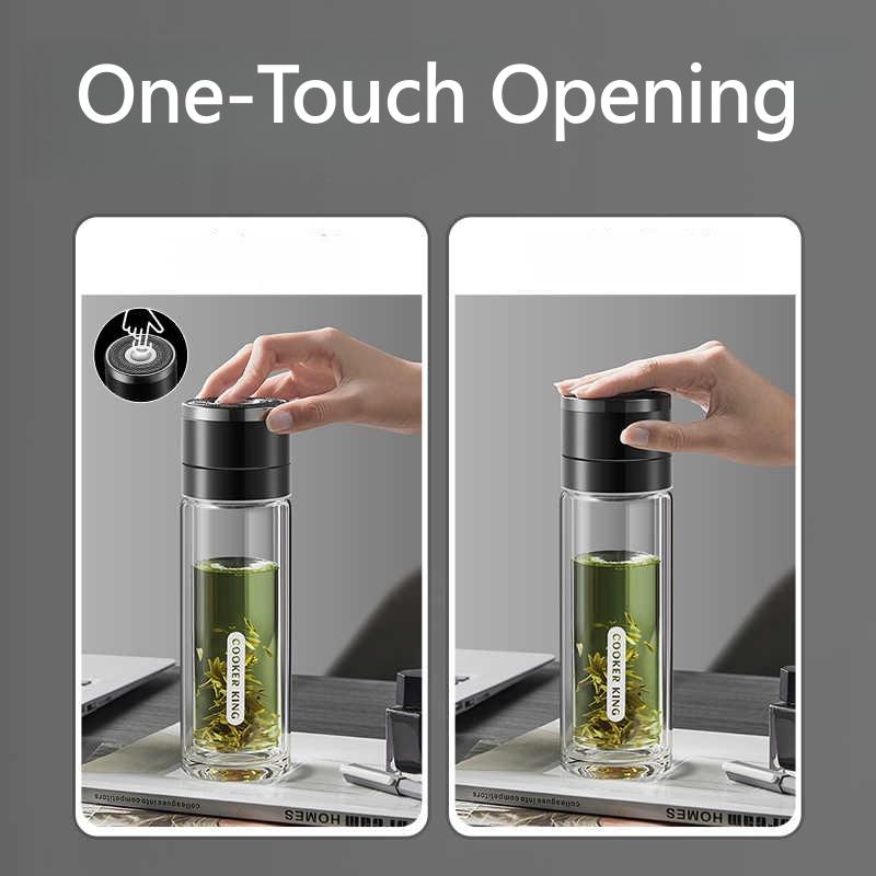 400ml Double-layer Glass Cup Heat-resistant Water Cups with Tea Drain Filter Office Portable Large Capacity Glasses Drinkware