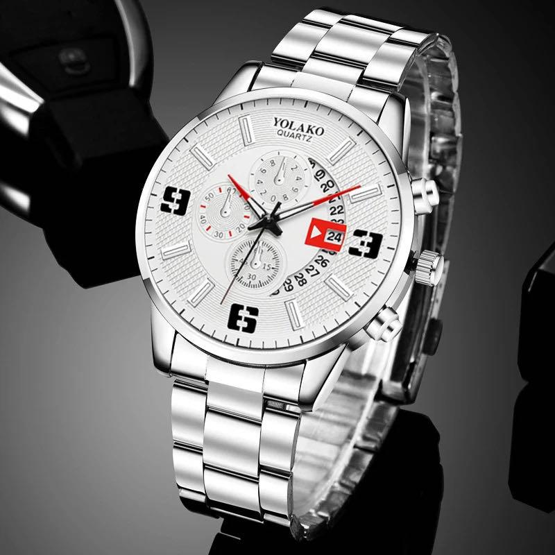 Ceasuri de modă Ceas de afaceri din oțel inoxidabil cu cuarț pentru bărbați Ceas de mână cu calendar Pentru petrecere a timpului liber Sporturi în aer liber Alergare Muncă