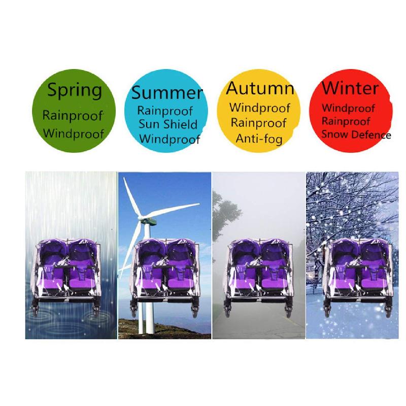 Double Stroller Rain Cover Universal Weather Shield for Side by Side Baby Stroller Waterproof Twin Pram Pushchair Raincoat Baby Outdoor Activities