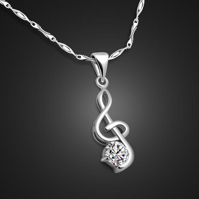 

Wonderful Life Pendant Necklace Platinum Plated Korean Lady Popular Collarbone Chain Music Note Chain Direct Sales 41cm