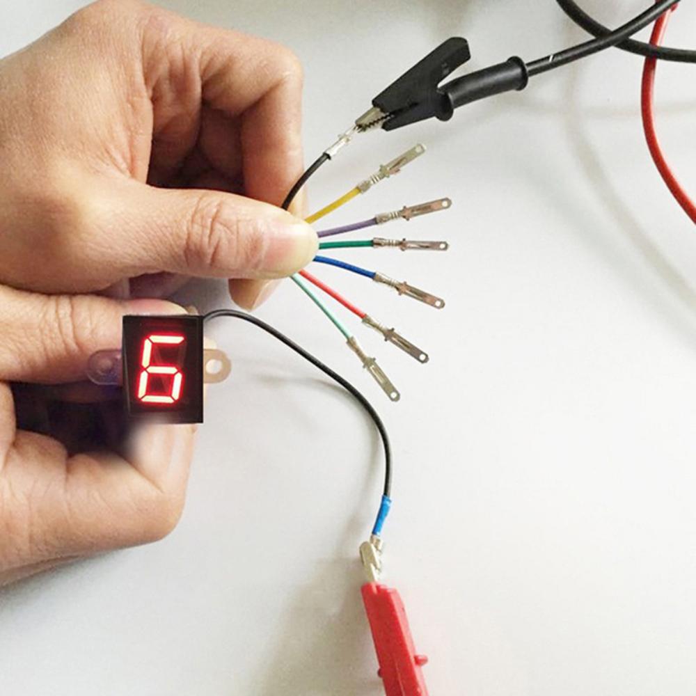 Universal Motorcycle Speedometer - Waterproof 5-6 Gear Indicator with Red LED Display & Shift Sensor for Tricycles