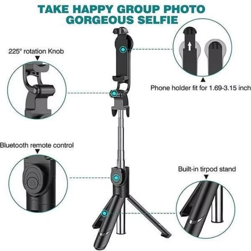 Wireless Selfie Stick Tripod Stand Bluetooth Remote Extendable Tripod for iPhone Android Mobile Phone Tiktok Live Streaming