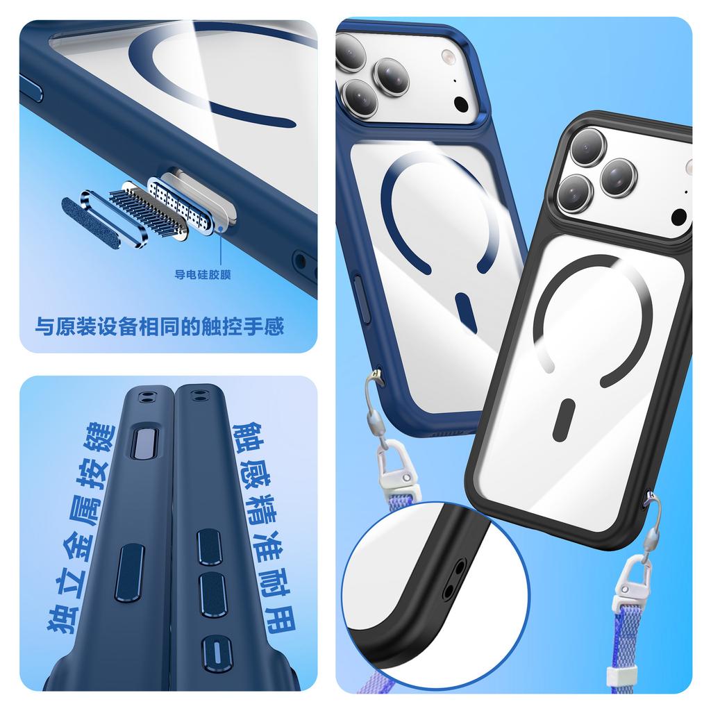 The new large window iphone17 magnetic mobile phone case is suitable for Apple 17pro transparent 1615 foreign trade 14p.