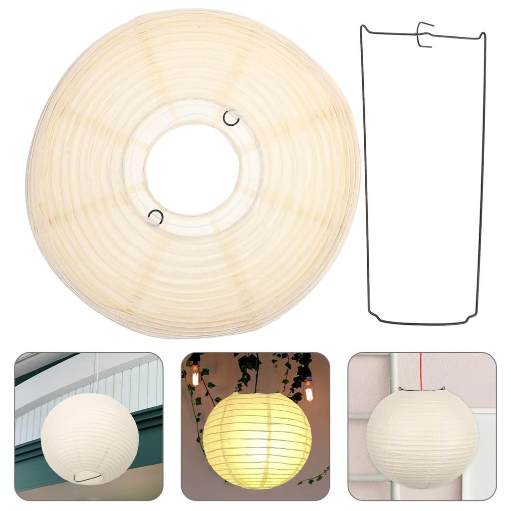 Frcolor Paper Lantern, White Paper Lantern, Bon Festival Lantern, 30cm Round, Perfect for Festivals, Summer Festivals, DIY Izakayas, Food Stalls,