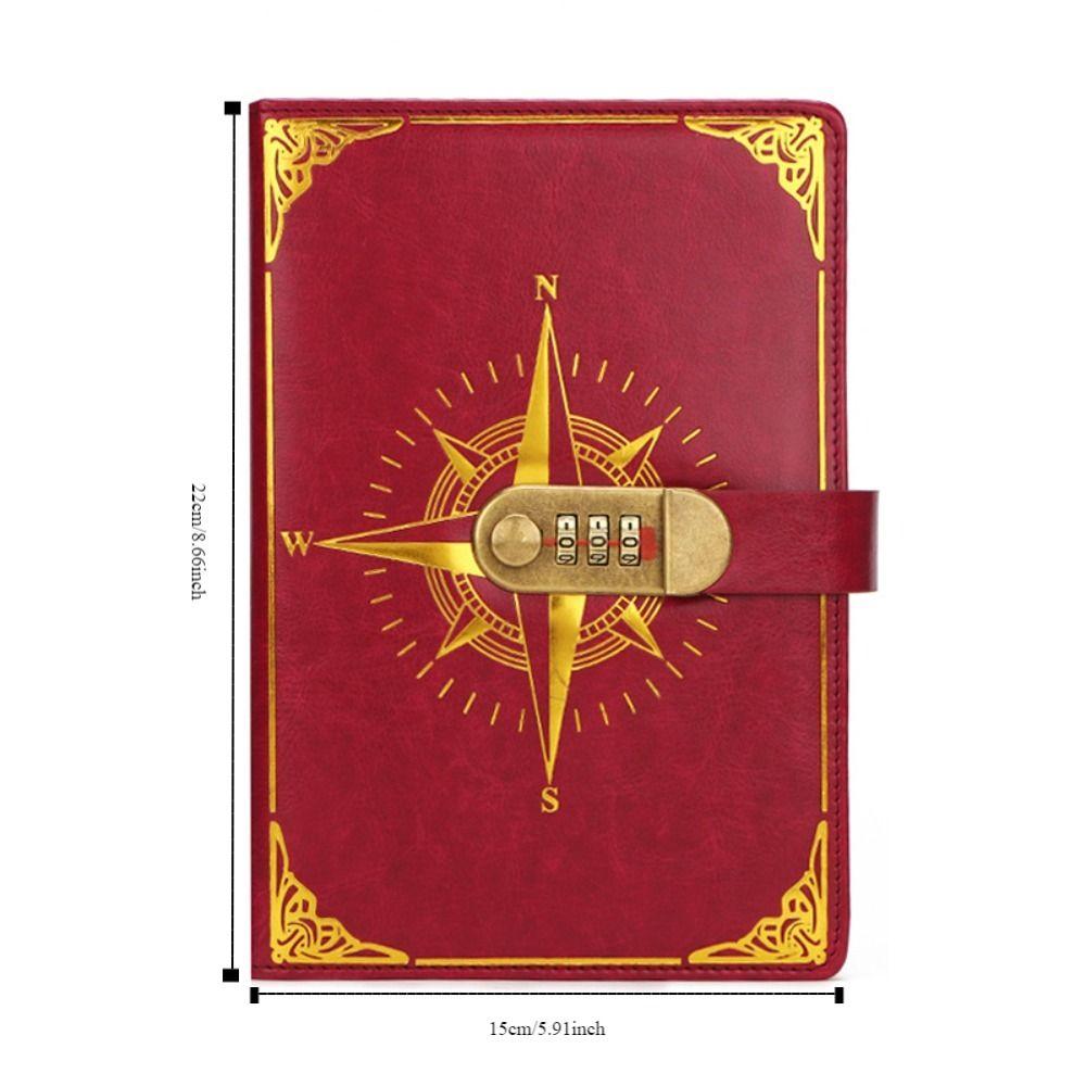 Diary Password Lock Notebook A5 Vintage Codebook Creative Retro Notebook  Student