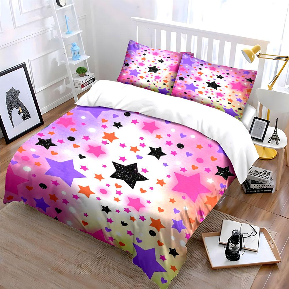 Colorful Starry Bedding Set Bedding Duvet Cover Set Duvet Cover Pillowcases (1 * Duvet Cover 2 * Pillowcases, without duvet insert)