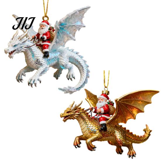 Novelty Festive Wall Decorations 2Pcs Santa Dragon Rider Christmas Ornament, 2D Acrylic Flying Handcrafted Hanging Ornaments Claus Decor, Tree