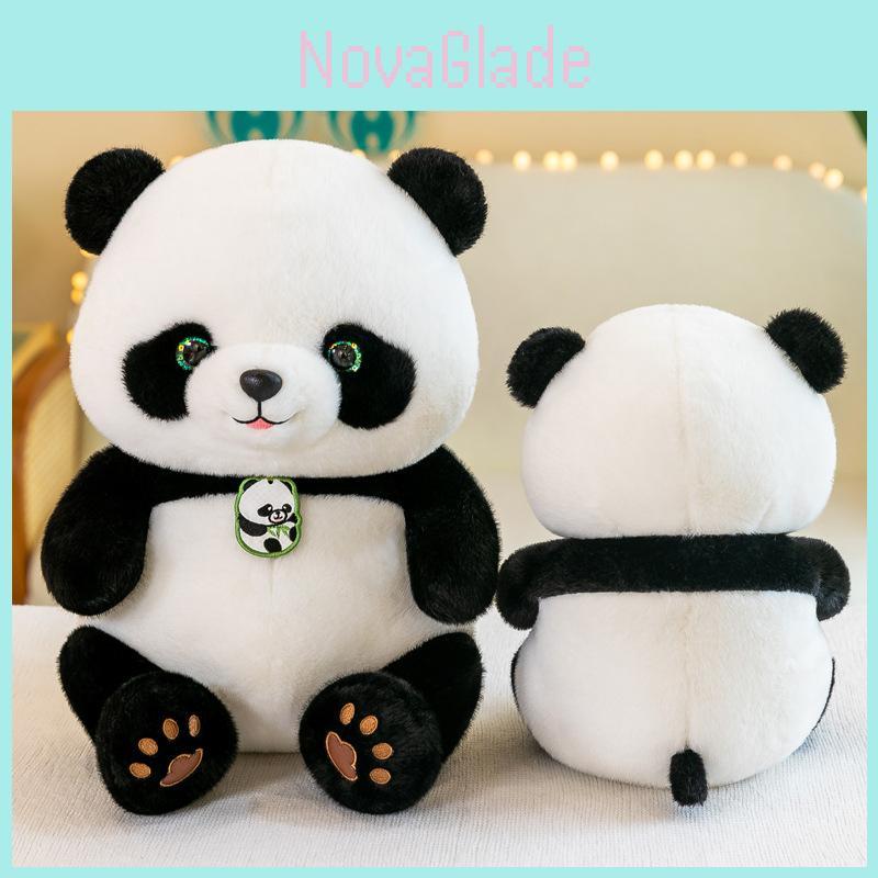 Adorable Panda Plush Toy Stuffed Animal Pillow 36cm 0.33kg Short Hair Cartoon Style