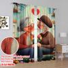 2pcs,2D plane printing Curtains Golden Love Durable Polyester (without rod) Room Decor Use for Living Room, Office, Kitchen,