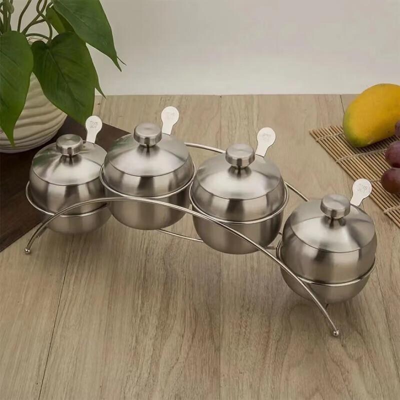 McLane 304 Stainless Steel 4-Piece Seasoning Jar Set