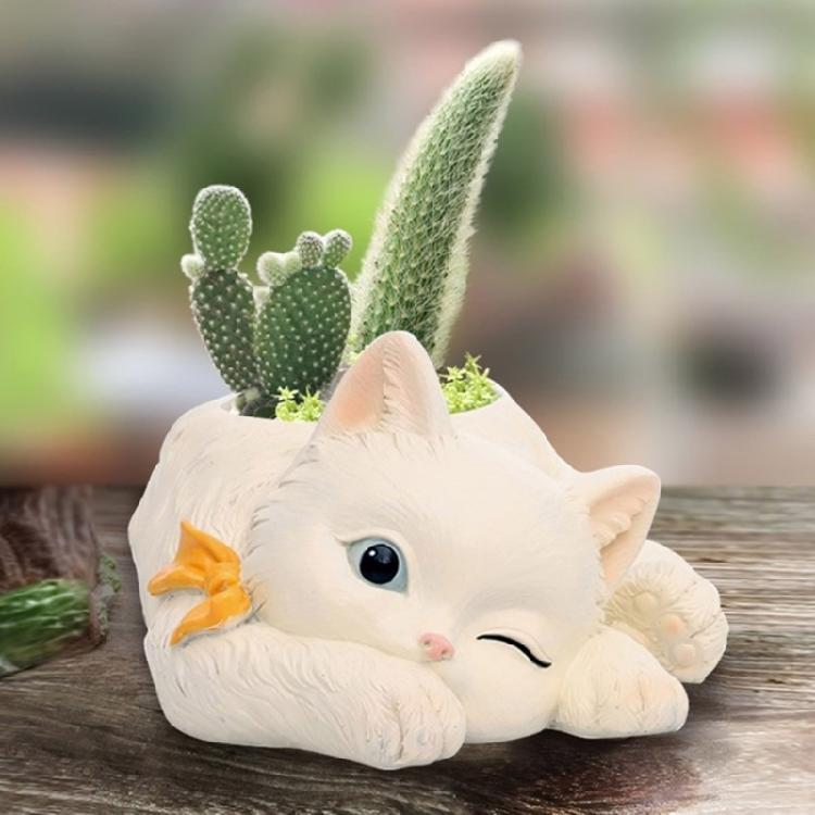 Cat Silicone Flower Pots Mold Concrete Candlesticks Pen Holder Molds Succulent