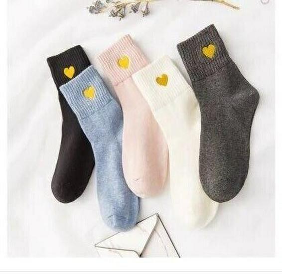 Women's Mid-Calf Socks - Korean and Japanese Style, Cute Embroidery, Odor-Resistant, Solid Color, Perfect for Spring, Autumn, and Winter.