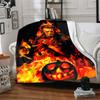 1Pc Halloween Horror Icon Flannel Blanket, Soft And Comfortable, Casual Warm, Camping Travel, Christmas, Halloween Xmas Gift L1544