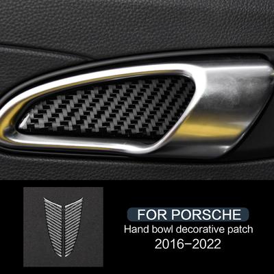 Patch Décoratif de Bol de Poignée de Porte Autocollants de Voiture en Fibre de Carbone Pour Porsche 2016-2022 718 982 Cayman GT4 Boxster GTS Pièces Intérieures