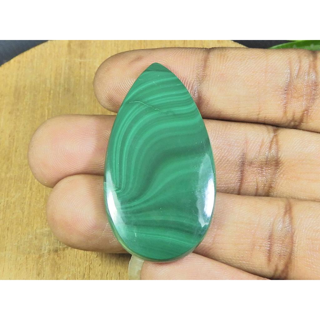 24X46X05MM Natural Green Malachite Pear Cabochon Loose Gemstone  80Cts. B-138