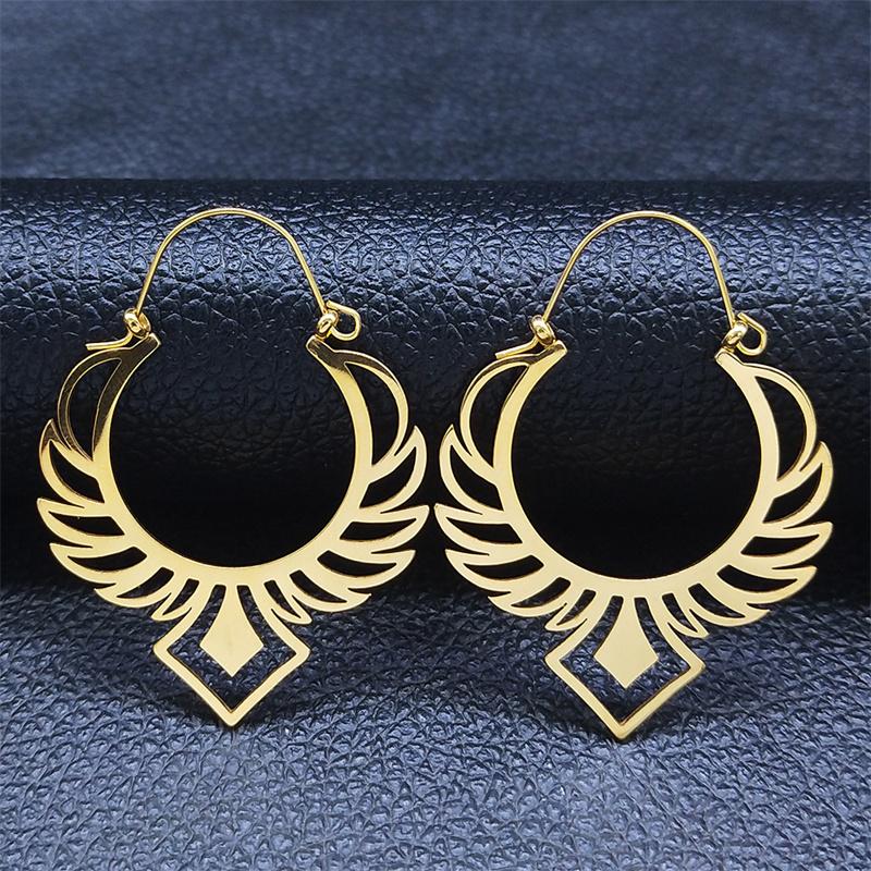 Trendy Yoga Lotus Flower Earrings Stainless Steel Gold Color Hoop Earrings for Women Jewelry boucles d'oreilles E9360S01