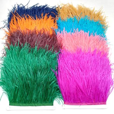 Feather1meter Dyed Colorful Ostrich Feathers Trim Ribbon for Dress Clothing Decoration Sewing Needlework Handicraft Accessories10-15cm