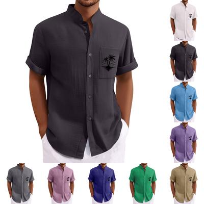 Herren Vintage Button-Down-Bowlinghemden Kurzarm Sommer Strandhemd