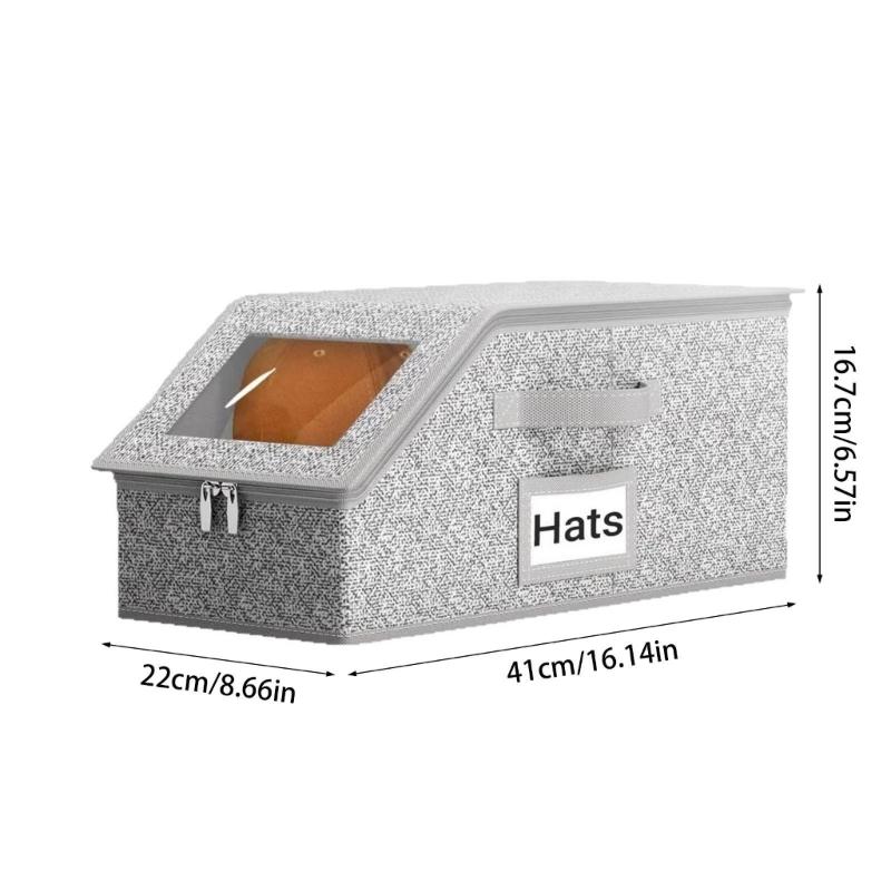 Large Capacity Foldable Hat Storage Box For Baseball Caps With Dustproof Cover Travel Home Organization Tool