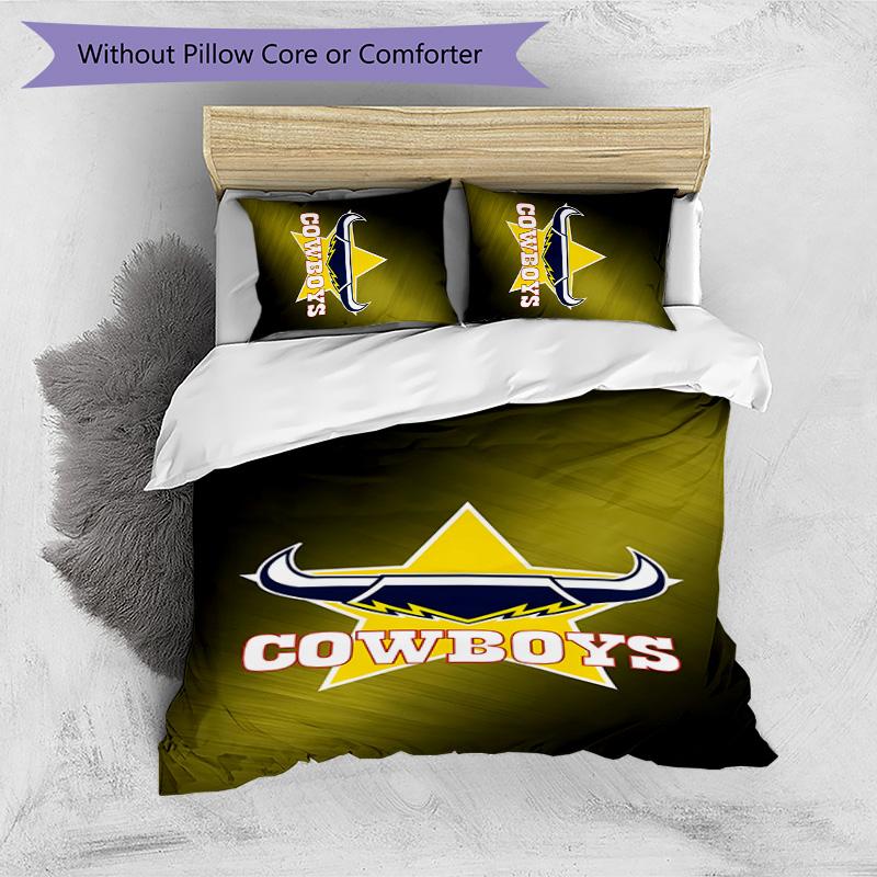 Set Biancheria da Letto Stampato 3 Pezzi North Queensland Cowboys Morbido Traspirante Copripiumino Federe Set Lavabile Decorazione Camera da Letto Regalo per la Casa
